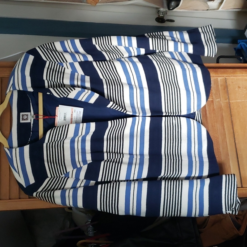 Anne Klein blazer blue and white stripes 14w